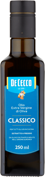 Flasche De Cecco CLASSICO Olivenöl Extra Vergine 250ml – Fruchtiges und hochwertiges Olivenöl aus Italien für mediterrane Gerichte.